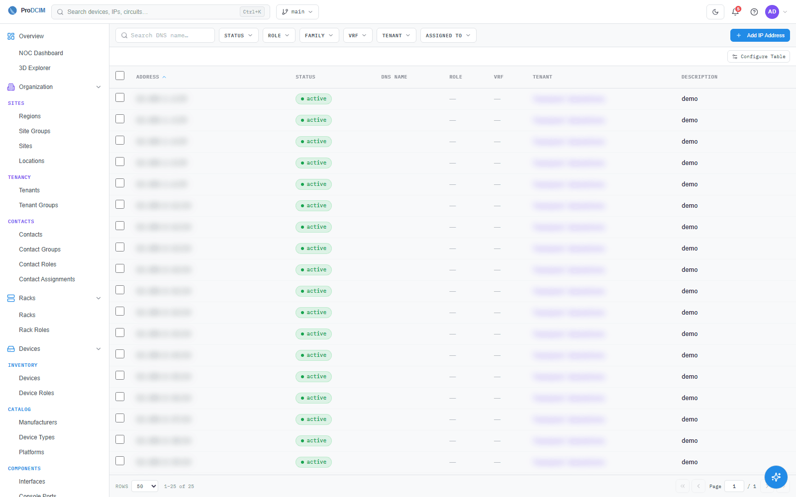ProDCIM device inventory