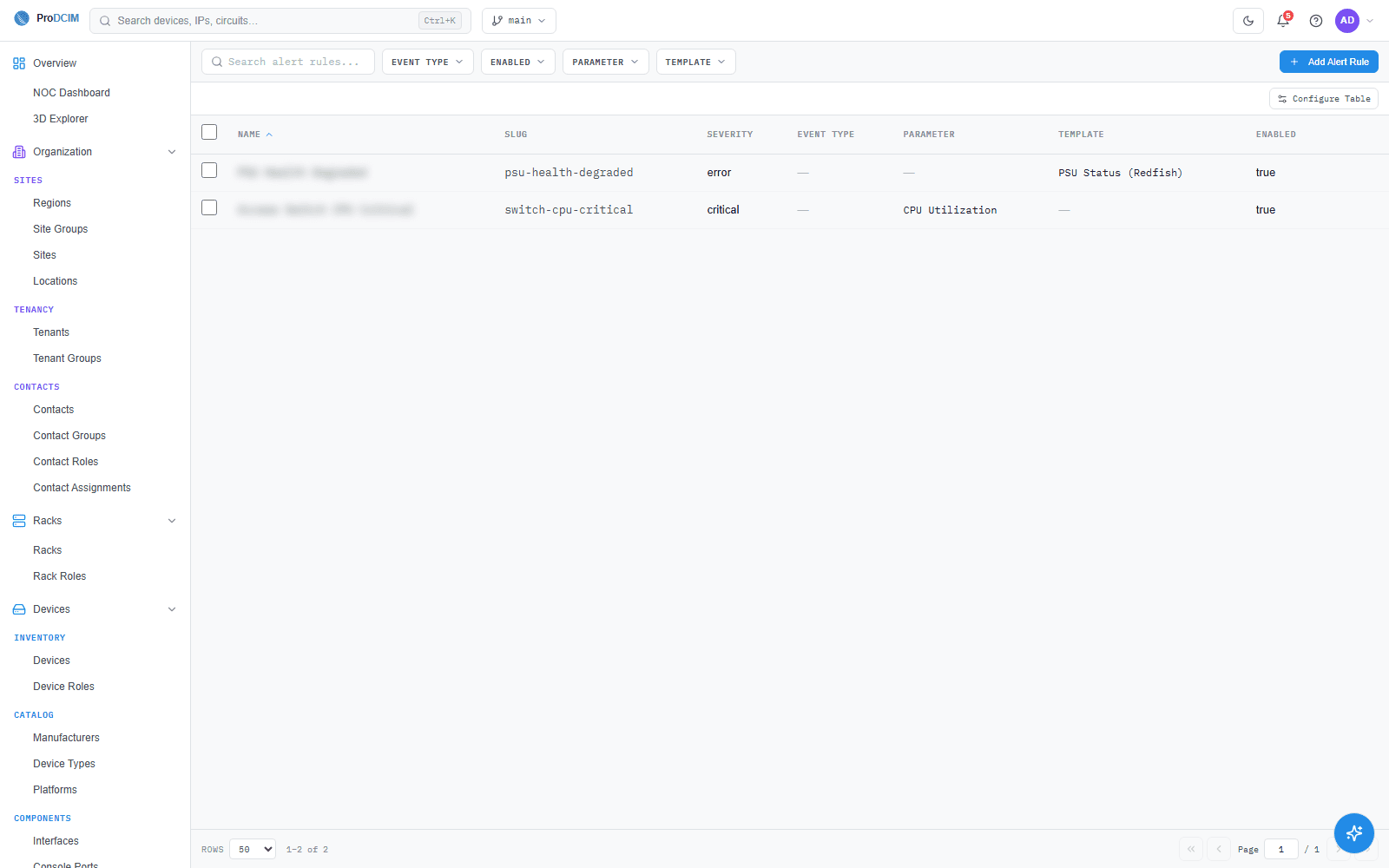 ProDCIM monitoring and alerting