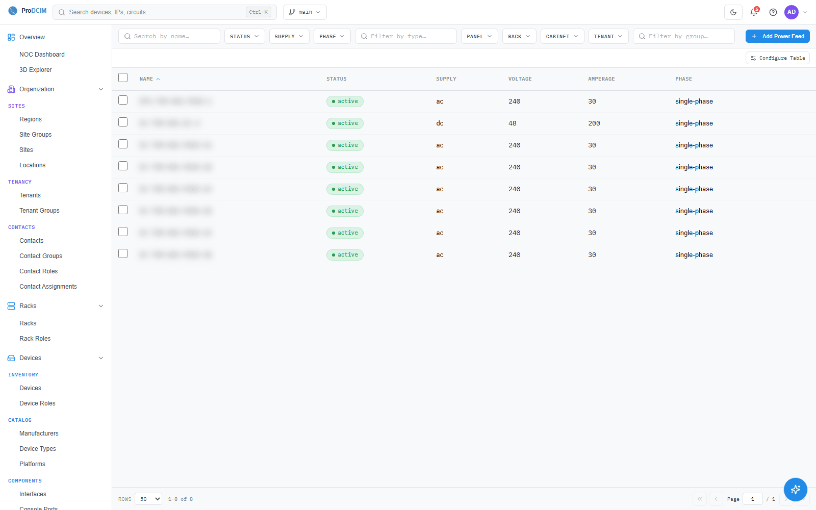 ProDCIM power dashboard