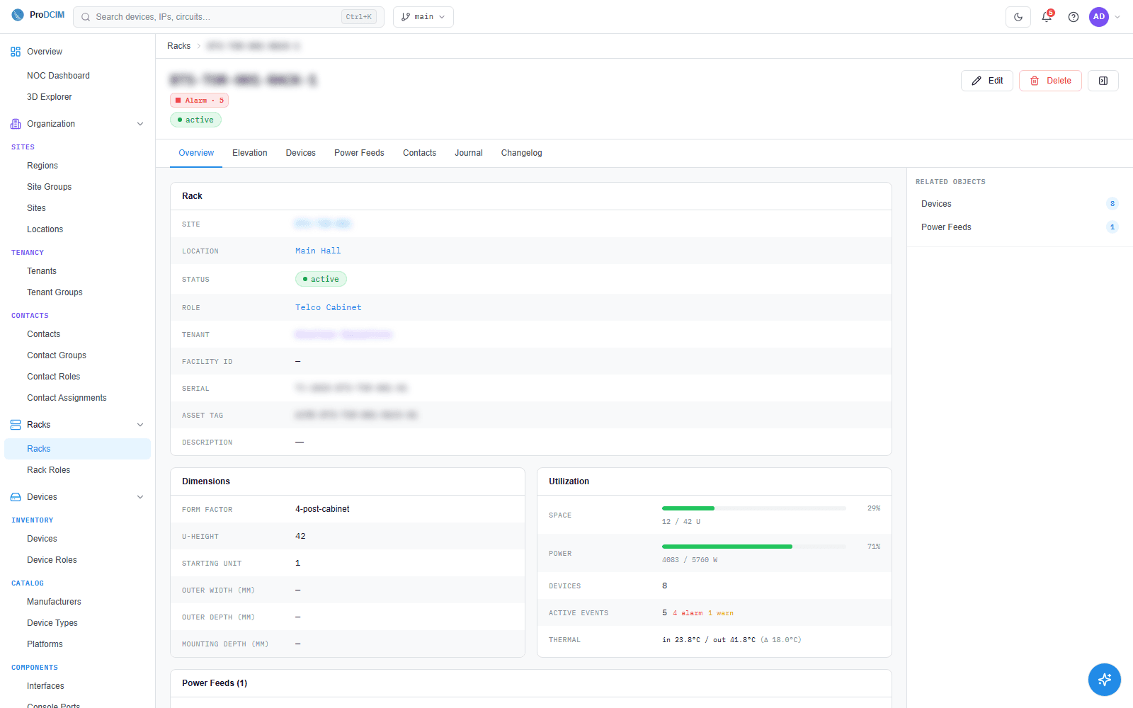 ProDCIM rack view